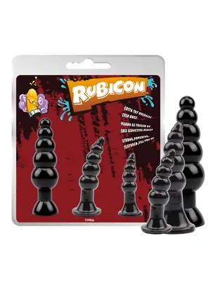 Nevibrační anální kolíky - Rubicon I. sada análních kolíků 3 ks černé - CH024