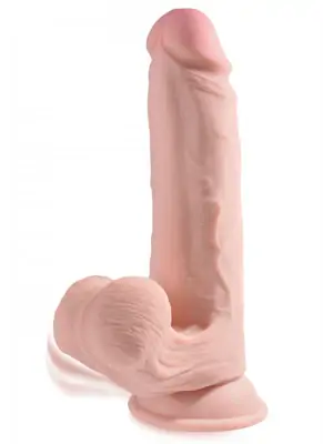 Dilda s přísavkou - King Cock 3D realistické dildo s houpajícími se varlaty 22,9 cm - s21374