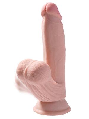 Dilda s přísavkou - King Cock 3D realistické dildo s houpajícími se varlaty 17,8 cm - s21372