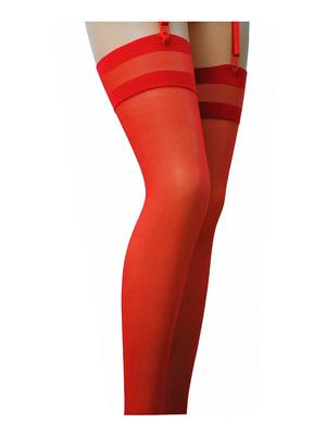 Erotické punčochy - Passion ST002 Lucy samodržící punčochy červené vel.3/4 - 5908305949060 - 3/4