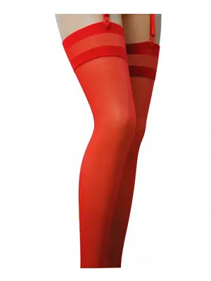 Erotické punčochy - Passion ST002 Lucy samodržící punčochy červené vel.3/4 - 5908305949060 - 3/4