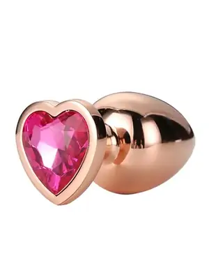 Anální šperky - Gleaming Love anální kolík rosegold růžové srdce M - dc21790