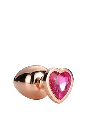 Tipy na valentýnské dárky pro ženy - Gleaming Love anální kolík rosegold růžové srdce S - dc21789