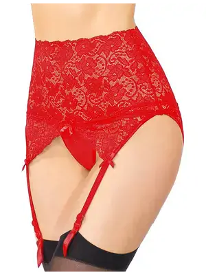 Erotické podvazky - Wanita Gloria podvazkový pás a tanga kalhotky červené - wanP5159-2-S - S
