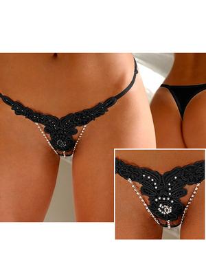 Erotické kalhotky - Wanita Adriana tanga kalhotky černé - wanP5109-1P-3XL - 3XL
