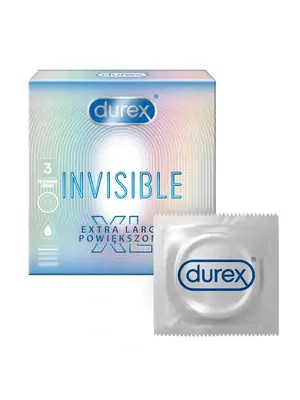 Ultra jemné a tenké kondomy - DUREX kondomy  Invisible XL 3 ks - 5900627093094