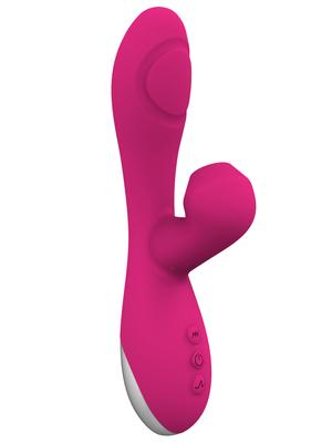 Vibrátory na G-bod - Romant Flap vibrátor rabbit s poklepem a tlakovým stimulátorem na klitoris růžový - RMT120pnk