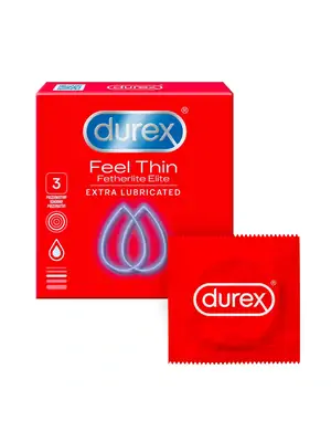 Kondomy s extra lubrikací - DUREX kondomy Feel Thin Fetherlite Elite Extra Lubricated 3ks - 5010232967823