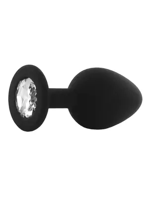 Nevibrační anální kolíky - BASIC X ShinyBlack - silikonový anální kolík s kamínkem S - BSC00290