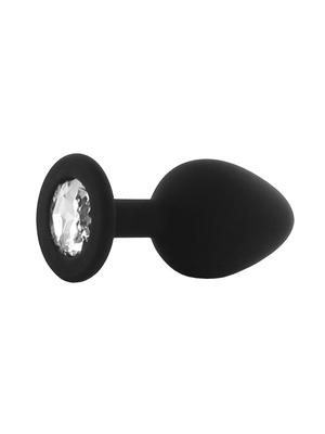 Anální šperky - BASIC X ShinyBlack - silikonový anální kolík s kamínkem L - BSC00288