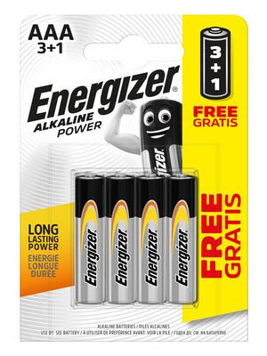 Nabíječky a baterie - Energizer Alkaline Power baterie Mikrotužka AAA/4 3+1 zdarma - EB010