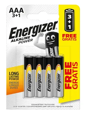 Nabíječky a baterie - Energizer Alkaline Power baterie Mikrotužka AAA/4 3+1 zdarma - EB010