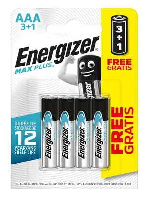 Nabíječky a baterie - Energizer MAX Plus baterie Mikrotužka AAA/4 3+1 zdarma - EM008