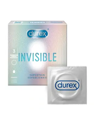 Ultra jemné a tenké kondomy - Durex Invisible kondomy 3 ks - 5052197045246
