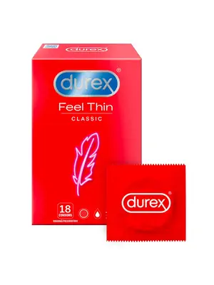 Ultra jemné a tenké kondomy - Durex Feel Thin Classic kondomy 18 ks - 5997321773407