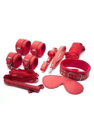 Tipy na dárky k Valentýnu do 1 000 Kč - BASIC X Osmidílná BDSM sada červená - BSC00053