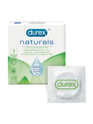 Speciální kondomy - Durex Naturals kondomy 3 ks - 5900627095685