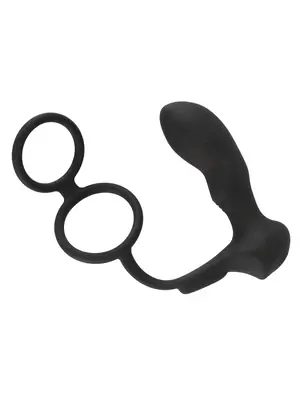 Masáž prostaty - Black Velvets Vibrátor na prostatu s dvojitým kroužkem - 5501160000