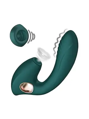 Tlakové stimulátory na klitoris - BASIC X Alyssa stimulátor klitorisu a vibrátor 2v1 zelený - BSC00349green
