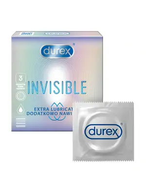 Kondomy s extra lubrikací - Durex kondomy Invisible Extra Lubricated 3 ks - 5052197048988
