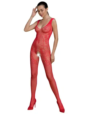 Bodystocking a catsuit - Passion ECO catsuit BS012 červený - ECOBS012red