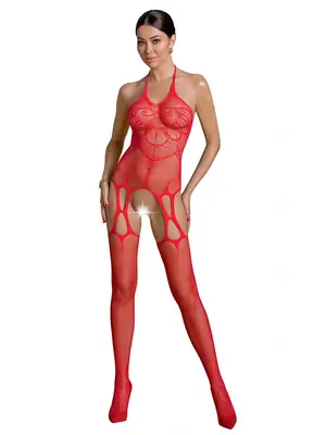 Bodystocking a catsuit - Passion ECO Catsuit BS002 červený - ECOBS002red