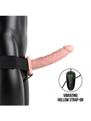 Připínací penis - Realrock Vibrating Hollow Strap-on dutý připínací penis 21 cm - tělový - REA139FLE