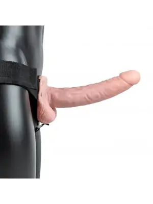 Připínací penis - Realrock Hollow Strap-on dutý připínací penis s varlaty 23 cm - tělový - REA132FLE