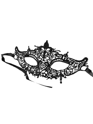 Masky, kukly a pásky přes oči - Karnevalová maska krajková VI. - černá - maska890194