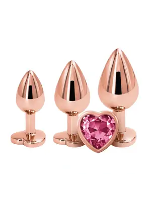 Anální šperky - REAR Set análních kolíků Rose Gold Pink Heart - v281030