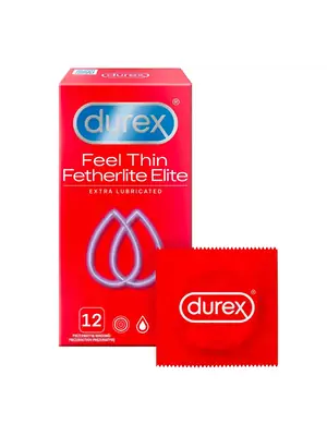 Kondomy s extra lubrikací - Durex kondomy Feel Thin Fetherlite Elite Extra Lubricated 12 ks - 5010232964617