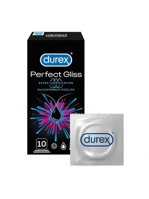 Kondomy s extra lubrikací - Durex kondomy Perfect Gliss 10 ks - 5900627096897