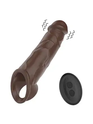 Návleky na penis - BASIC X vibrační návlek na penis hnědý - BSC00430brown