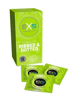 Vroubkované kondomy, kondomy s vroubky - EXS Ribbed and Dotted Kondomy 12 ks - shm12EXSTEXT