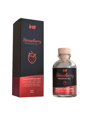 Lubrikační gely pro orální sex - intt Strawberry Masážní gel s hřejivým efektem 30 ml - 5600692473974
