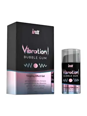 Stimulace klitorisu a vaginy - intt Vibration! Tingling effect gel - Bubble gum 15 ml - 5600304015486
