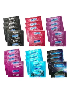 Akční a dárkové sady kondomů - Pasante kondomy Testovací sada č.3 - 24 ks - 8594072769399