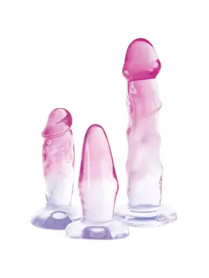 Nevibrační anální kolíky - Crystal Clear Anální dilda - tréninková sada - růžová - 50023380000