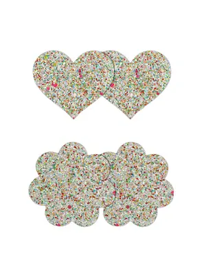 Erotické šperky - Pasties ozdoby na bradavky Heart & Flower - 2 páry - s19163