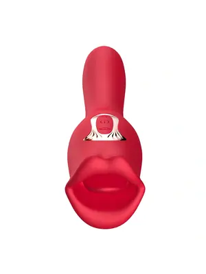 Vibrátory na klitoris - BASIC X Mouth vibrátor a stimulátor klitorisu 2v1 červený - BSC00463