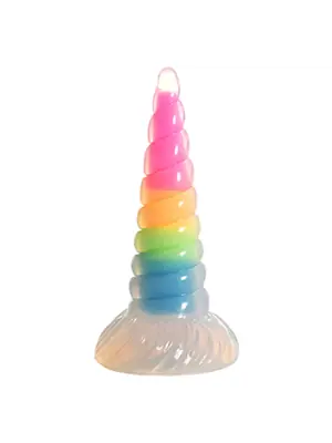 Dilda s přísavkou - XR Brands dildo UniGlow - Glow-in-the-Dark Rainbow - shmAH310