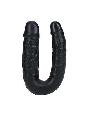 Oboustranná dilda, dvojitá - RealRock U Shaped Double dildo - černé - REA180BLK