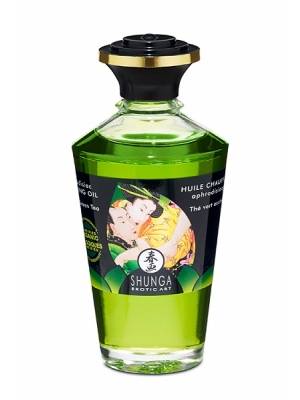 Masážní oleje - Shunga Hřejivý masážní olej s afrodiziaky - zelený čaj 100 ml - v272311