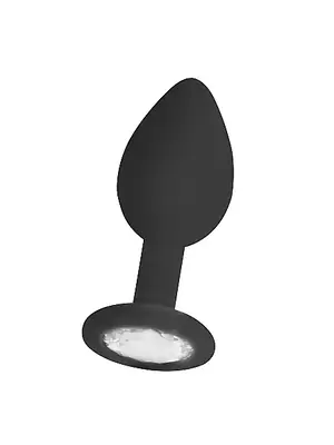 Nevibrační anální kolíky - Diamond Silikonový anální kolík s kamínkem S - černý - shmOU181BLK