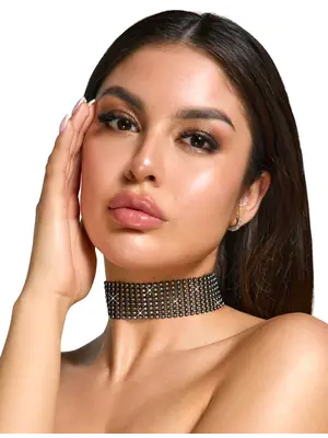 Erotické šperky - Cottelli Accessoires Choker - obojek z kamínků - 24504881001