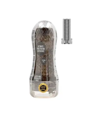 Nevibrační vaginy - RealRock Easy Rider Textured masturbátor - černý - REA197BLK
