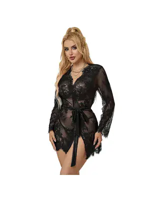 Erotické košilky - Subblime dámský župan 953751 - černý - D-242149 - L/XL